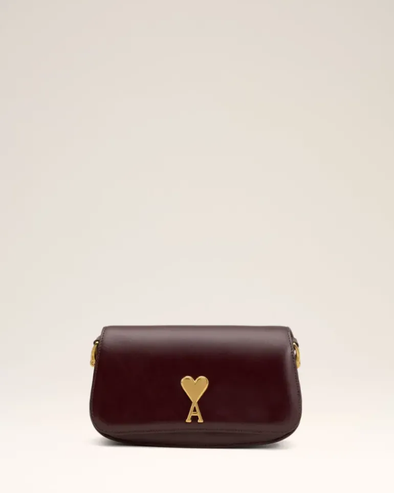Ami Paris Burgundy Leather Baguette Paris Paris Bag EGGPLANT Outlet
