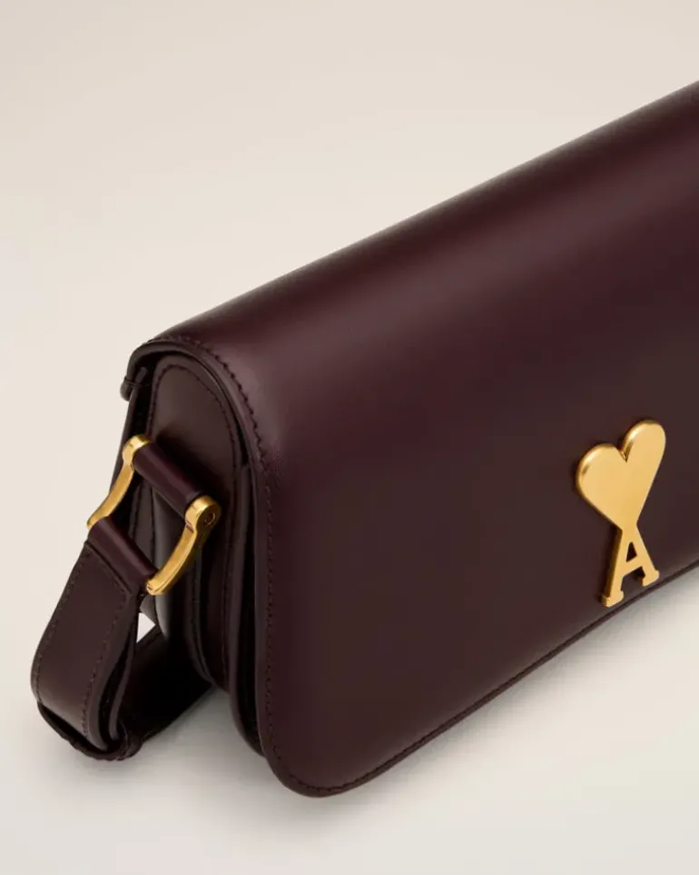 Ami Paris Burgundy Leather Baguette Paris Paris Bag EGGPLANT Outlet