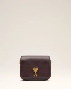 Ami Paris Burgundy Leather Paris Paris Bag EGGPLANT Cheap