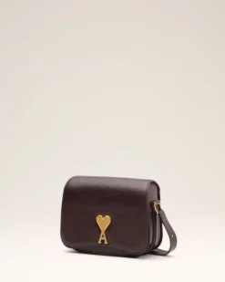Ami Paris Burgundy Leather Paris Paris Bag EGGPLANT Cheap