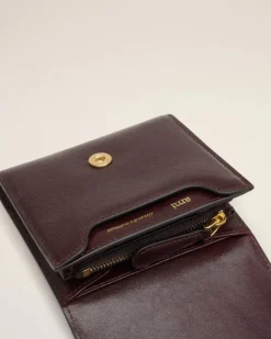 Ami Paris Burgundy Leather Paris Paris Compact Wallet EGGPLANT Fashion
