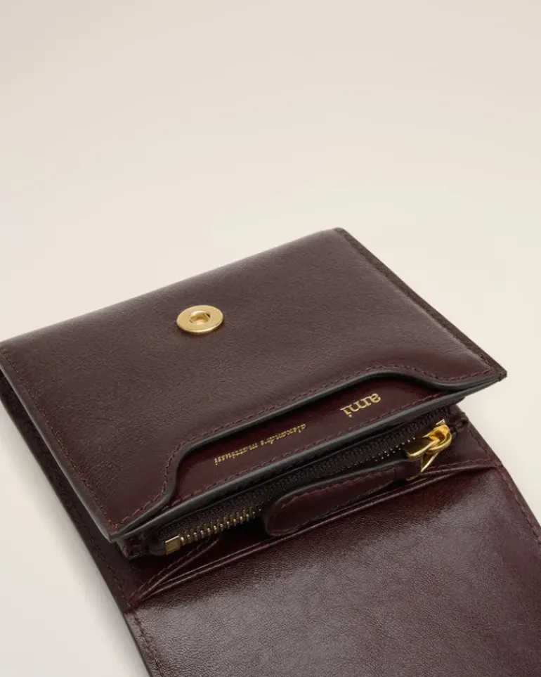 Ami Paris Burgundy Leather Paris Paris Compact Wallet EGGPLANT Fashion