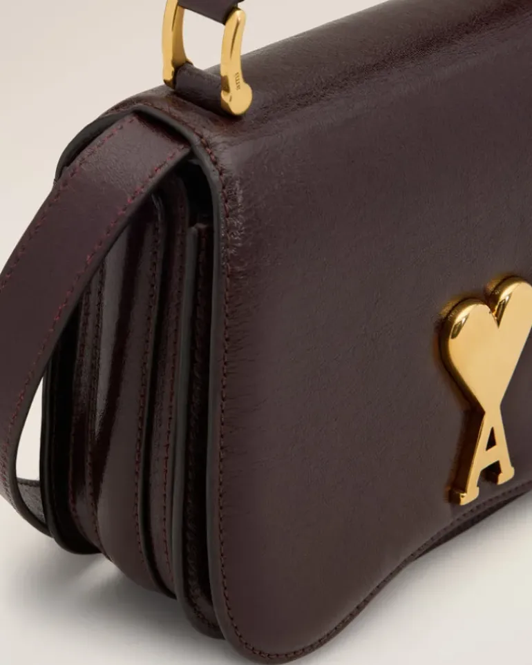 Ami Paris Burgundy Leather Top Handle Paris Paris Bag EGGPLANT Cheap