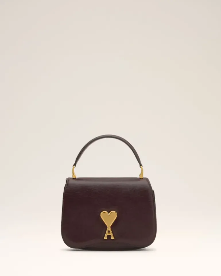 Ami Paris Burgundy Leather Top Handle Paris Paris Bag EGGPLANT Cheap