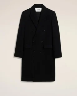Ami Paris Double Breasted Coat BLACK New
