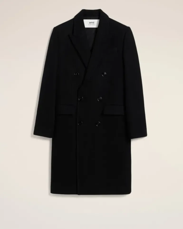 Ami Paris Double Breasted Coat BLACK New