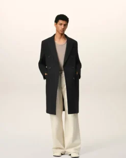 Ami Paris Double Breasted Coat BLACK New