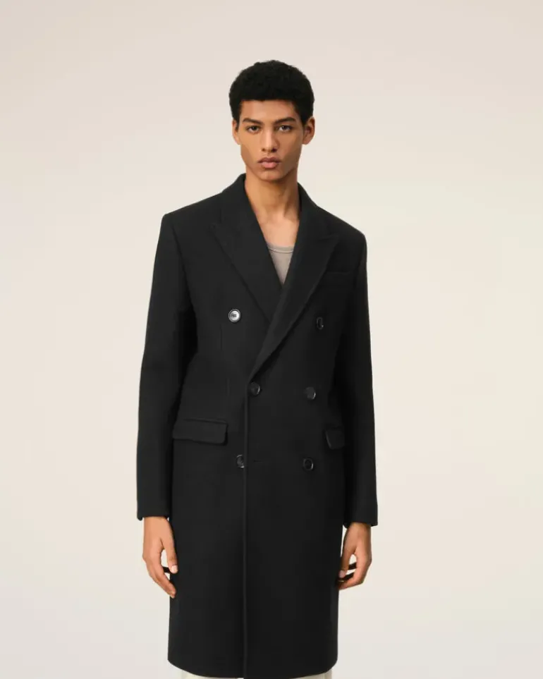 Ami Paris Double Breasted Coat BLACK New