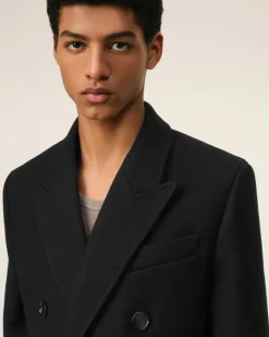Ami Paris Double Breasted Coat BLACK New
