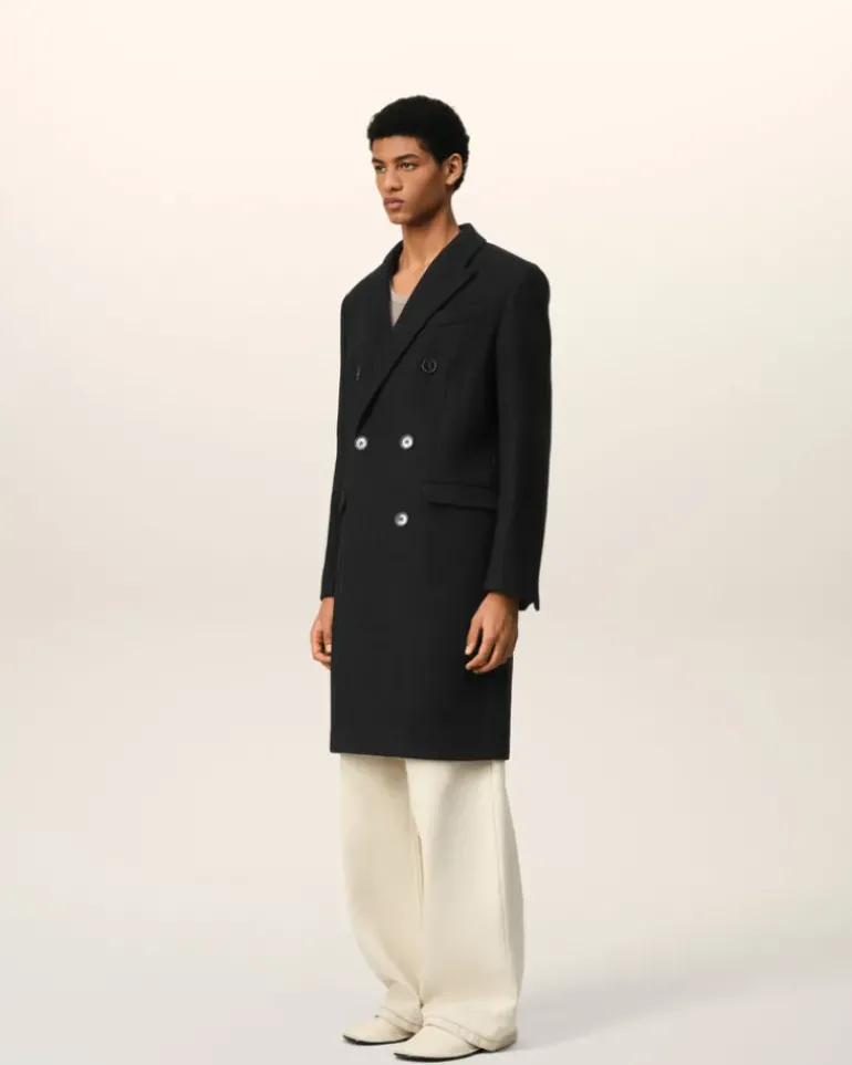 Ami Paris Double Breasted Coat BLACK New