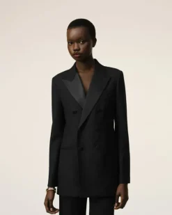 Ami Paris Double Breasted Jacket BLACK Discount