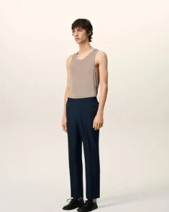 Ami Paris Elasticated Waist Trousers NAVY BLUE Flash Sale