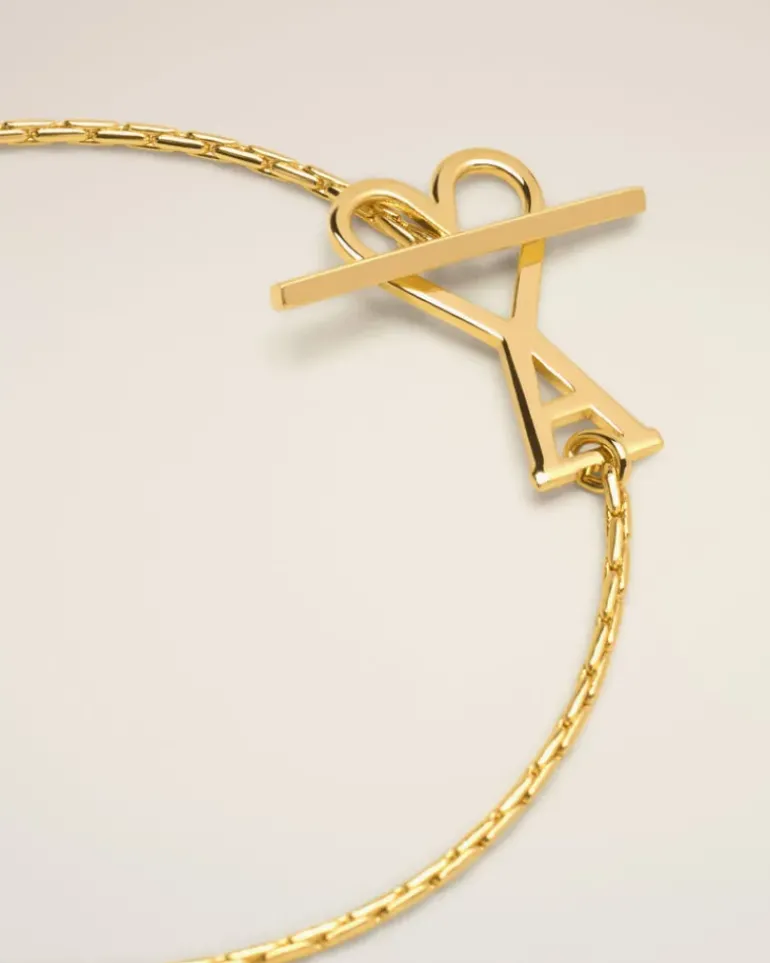 Ami Paris Brass Ami de Coeur 2 In 1 Chain Necklace GOLD Discount