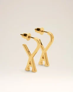 Ami Paris Brass Small Ami de Coeur Hoop GOLD Flash Sale