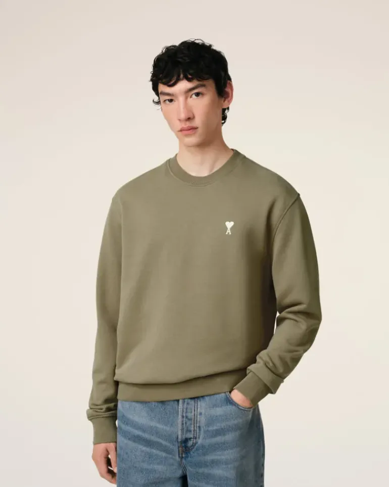 Ami Paris Green Cotton Ami de Coeur Sweatshirt LAUREL Sale