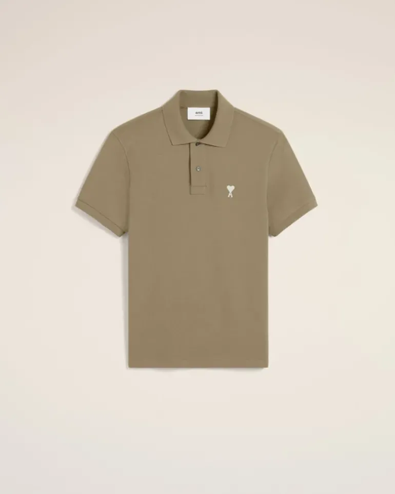Ami Paris Green Cotton Ami de Coeur Polo Shirt LAUREL Cheap