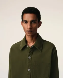 Ami Paris Green Cotton Ami de Coeur Overshirt LODEN Cheap