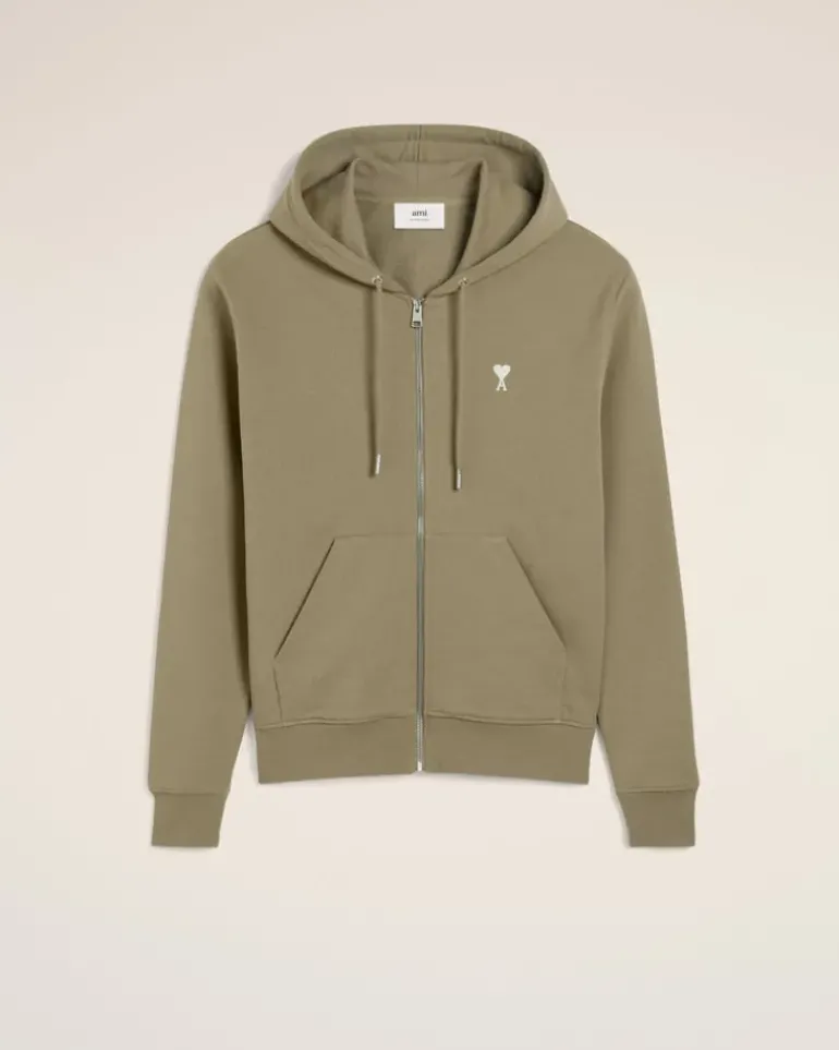 Ami Paris Green Cotton Ami de Coeur Hoodie LAUREL Online
