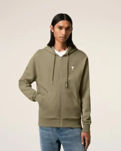 Ami Paris Green Cotton Ami de Coeur Hoodie LAUREL Online