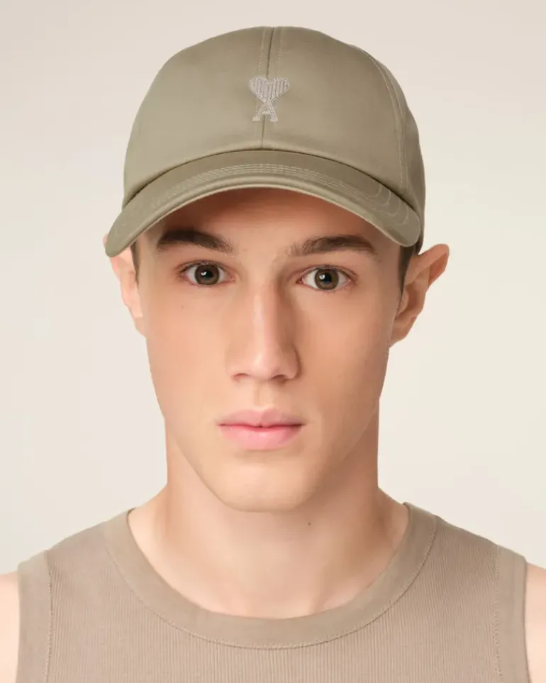 Ami Paris Green Cotton Ami de Coeur Embroidery Cap LAUREL/GINGER Discount