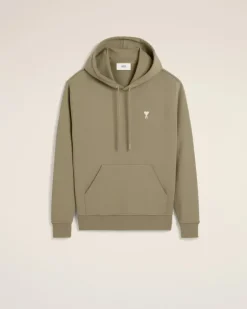 Ami Paris Green Cotton Ami de Coeur Hoodie LAUREL Online