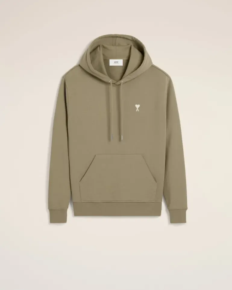 Ami Paris Green Cotton Ami de Coeur Hoodie LAUREL Online