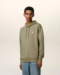 Ami Paris Green Cotton Ami de Coeur Hoodie LAUREL Online