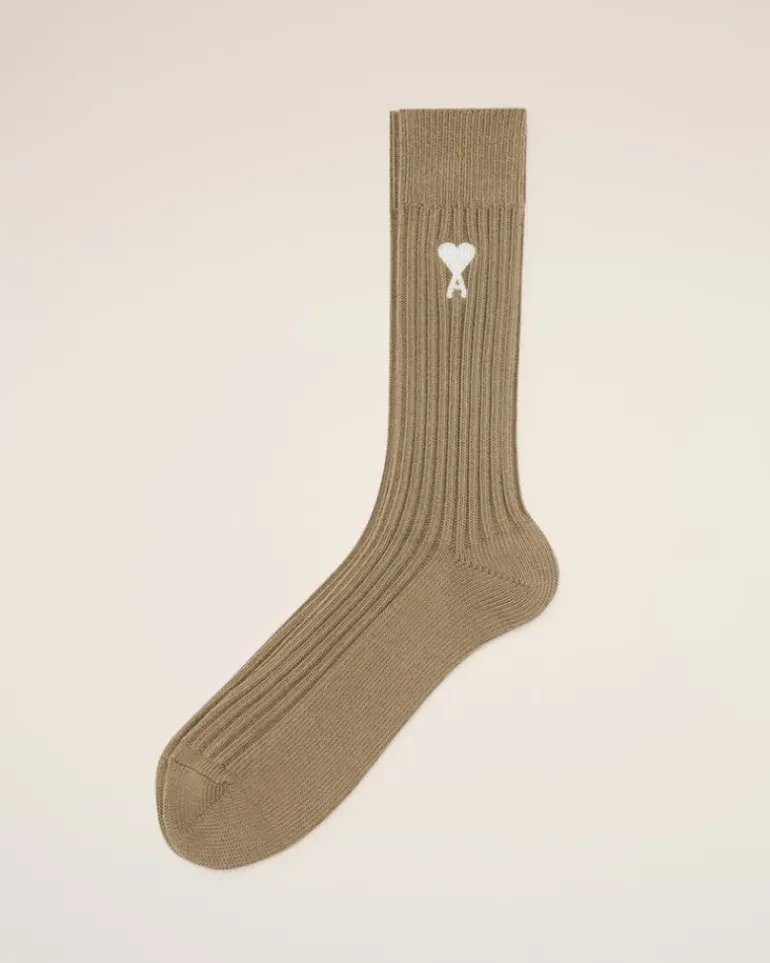 Ami Paris Green Cotton Ami de Coeur Socks LAUREL/OFFWHITE Shop