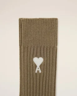 Ami Paris Green Cotton Ami de Coeur Socks LAUREL/OFFWHITE Shop