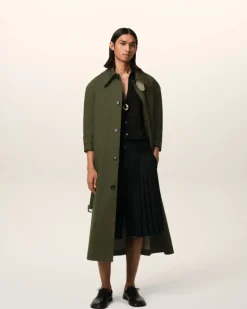 Ami Paris Green Cotton Belted Mac LODEN/LAUREL Clearance
