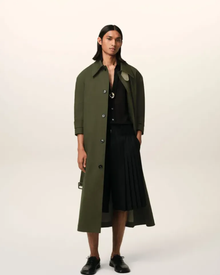 Ami Paris Green Cotton Belted Mac LODEN/LAUREL Clearance