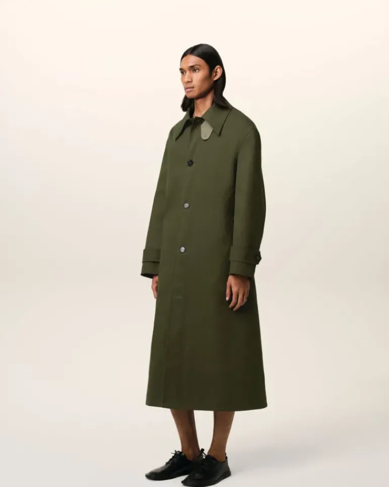 Ami Paris Green Cotton Belted Mac LODEN/LAUREL Clearance