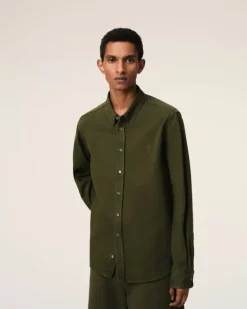 Ami Paris Green Cotton Button-Down Ami de Coeur Shirt LODEN Hot