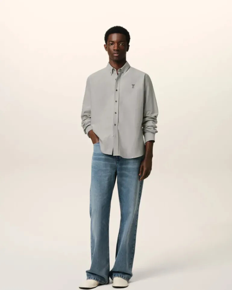 Ami Paris Green Cotton Button-Down Ami de Cœur Shirt LODEN Cheap