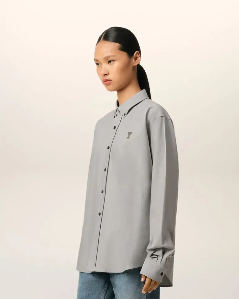 Ami Paris Green Cotton Button-Down Ami de Cœur Shirt LODEN Cheap