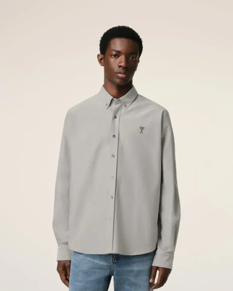Ami Paris Green Cotton Button-Down Ami de Cœur Shirt LODEN Cheap