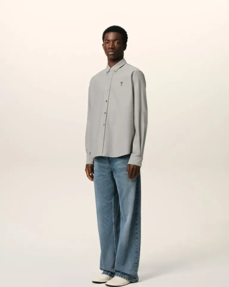 Ami Paris Green Cotton Button-Down Ami de Cœur Shirt LODEN Cheap
