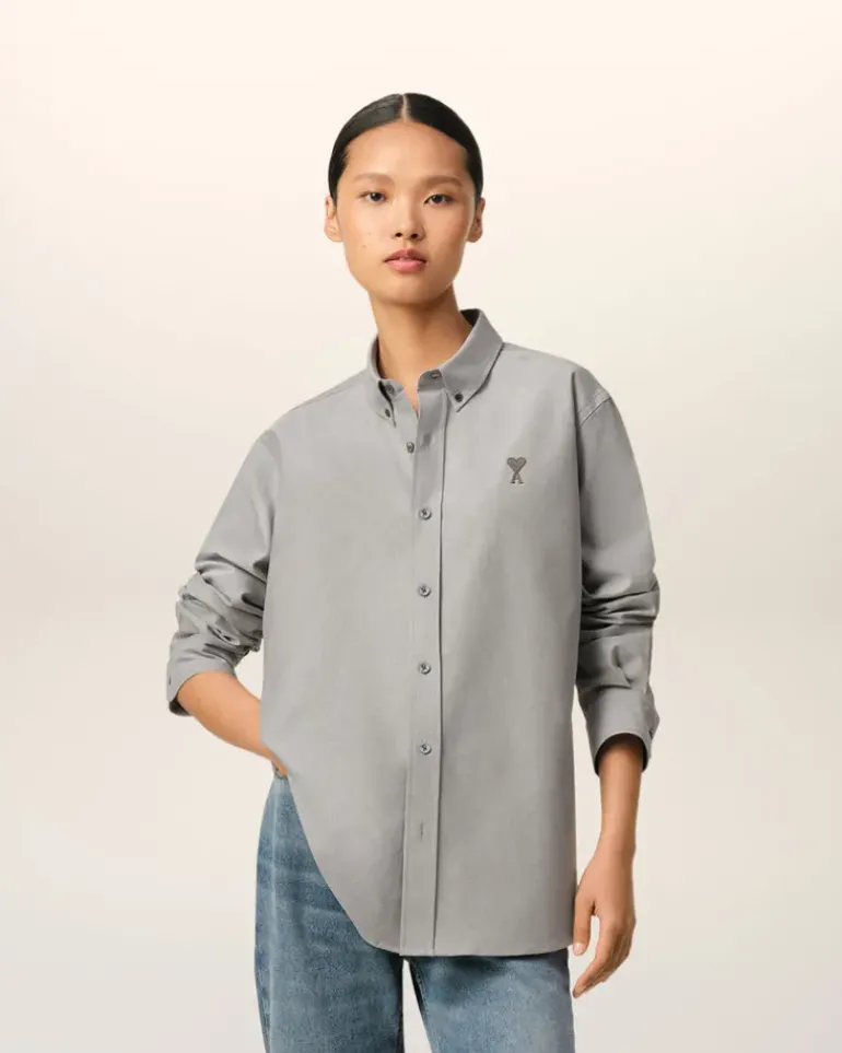 Ami Paris Green Cotton Button-Down Ami de Cœur Shirt LODEN Cheap