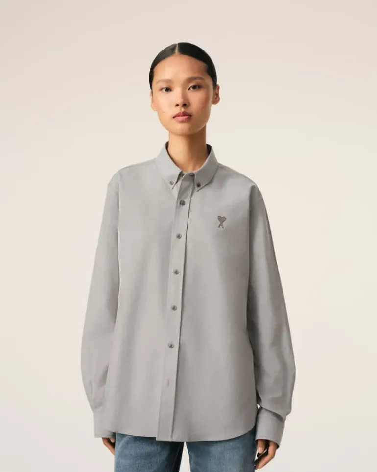 Ami Paris Green Cotton Button-Down Ami de Cœur Shirt LODEN Cheap