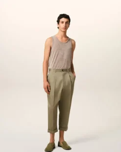 Ami Paris Green Cotton Carrot Oversized Trousers LAUREL Online