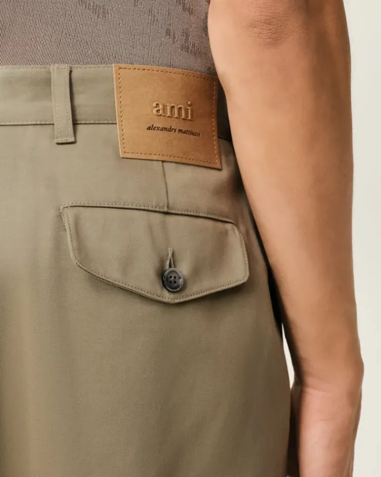Ami Paris Green Cotton Carrot Oversized Trousers LAUREL Online