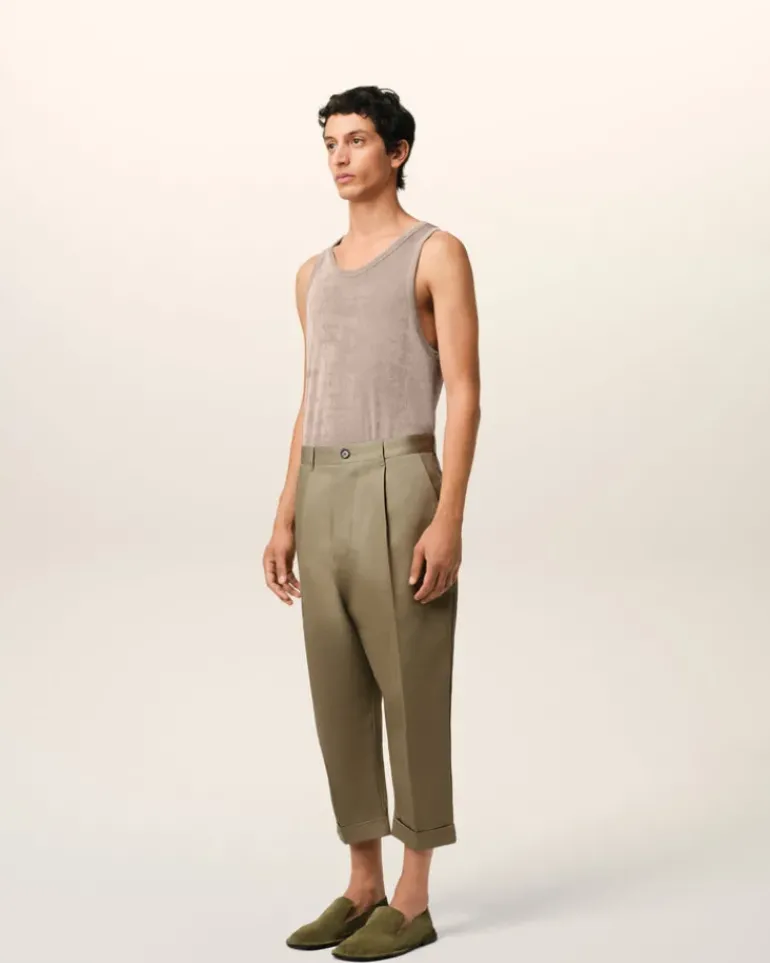 Ami Paris Green Cotton Carrot Oversized Trousers LAUREL Online