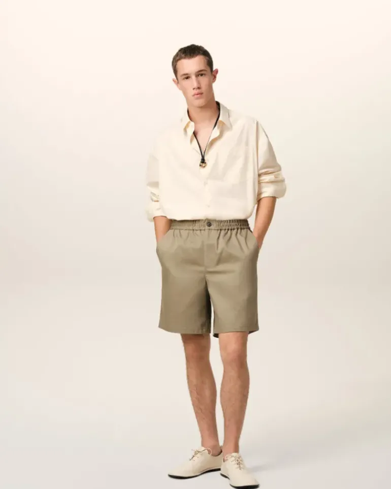 Ami Paris Green Cotton Elasticated Waist Shorts LAUREL Fashion