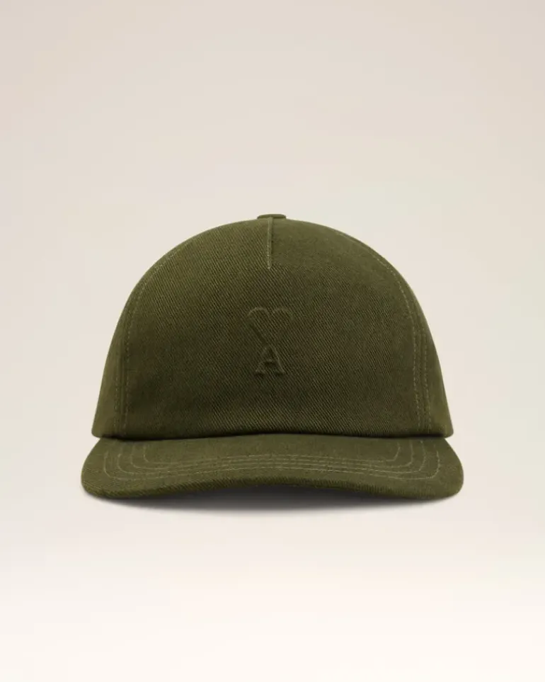 Ami Paris Green Cotton Embossed Ami de Coeur Cap LODEN Best