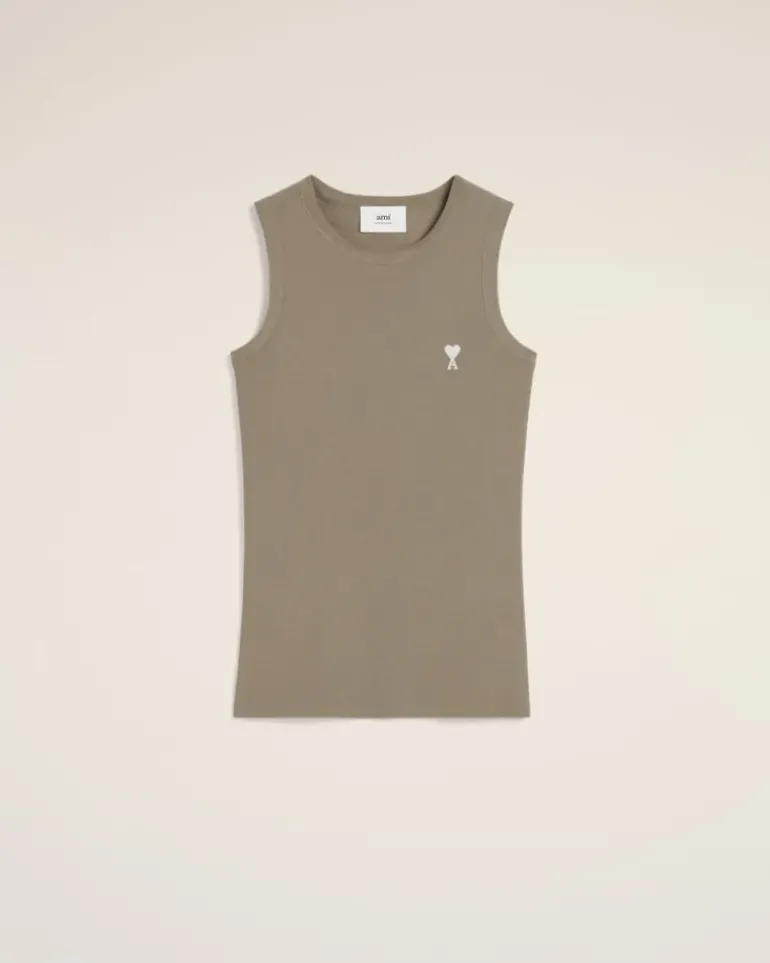 Ami Paris Green Cotton Rib Ami de Coeur Tanktop LAUREL Best Sale
