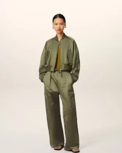 Ami Paris Green Cotton Satin Ami de Coeur Bomber LODEN Online