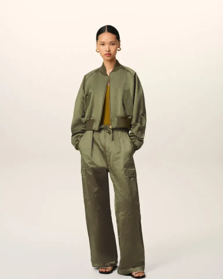 Ami Paris Green Cotton Satin Ami de Coeur Bomber LODEN Online