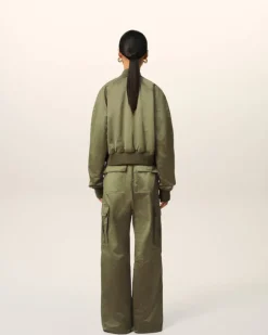 Ami Paris Green Cotton Satin Ami de Coeur Bomber LODEN Online