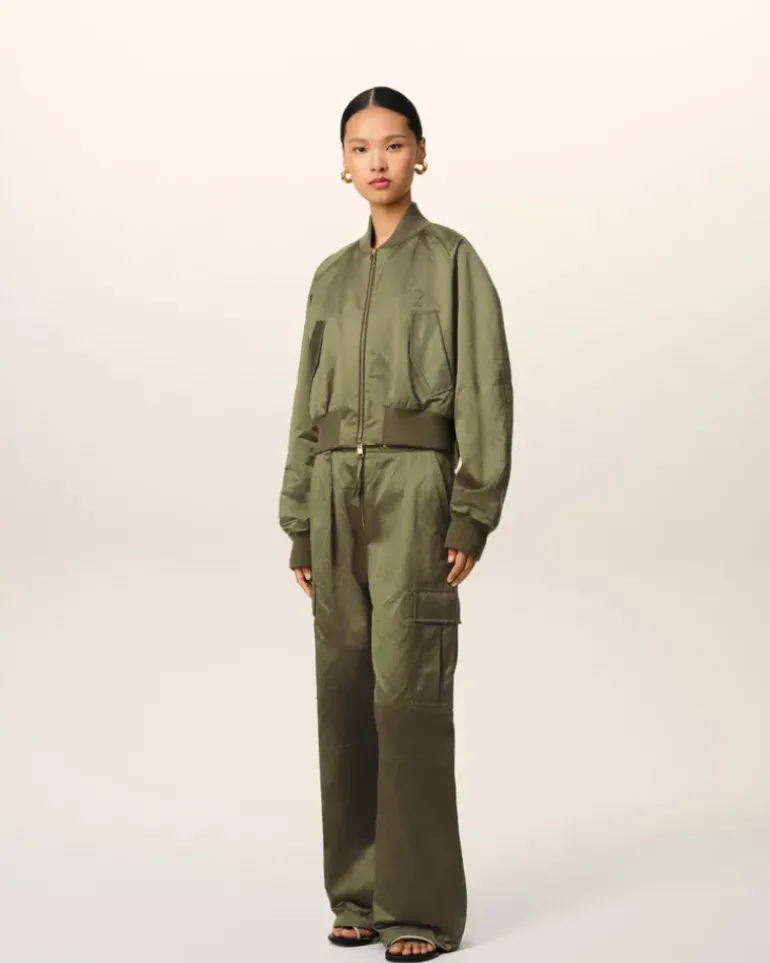 Ami Paris Green Cotton Satin Ami de Coeur Bomber LODEN Online