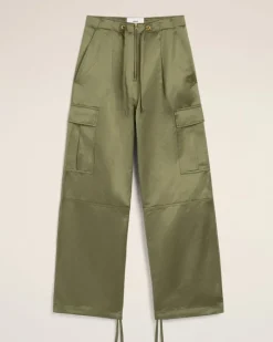 Ami Paris Green Cotton Satin Zipped Cargo Trousers LODEN Fashion